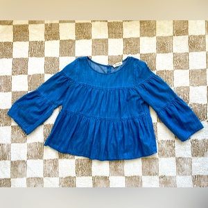 Madewell denim peasant top, size medium